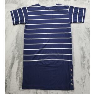 Vintage S. Roberts Striped Button Hem‎ T-Shirt Dress Size M Blue White Nautical